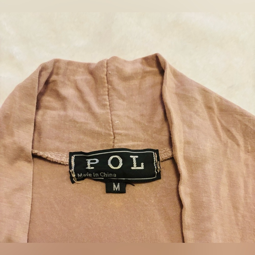 POL Light Brown Sleeveless Cardigan with Fringe GC Size M - Picture 8 of 11